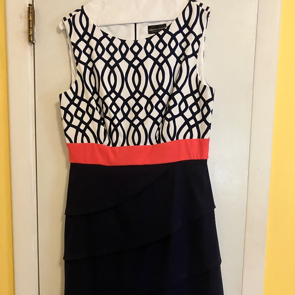 Connected Apparel women’s 12 cocktail dress lattice top scoop neck tiered skirt